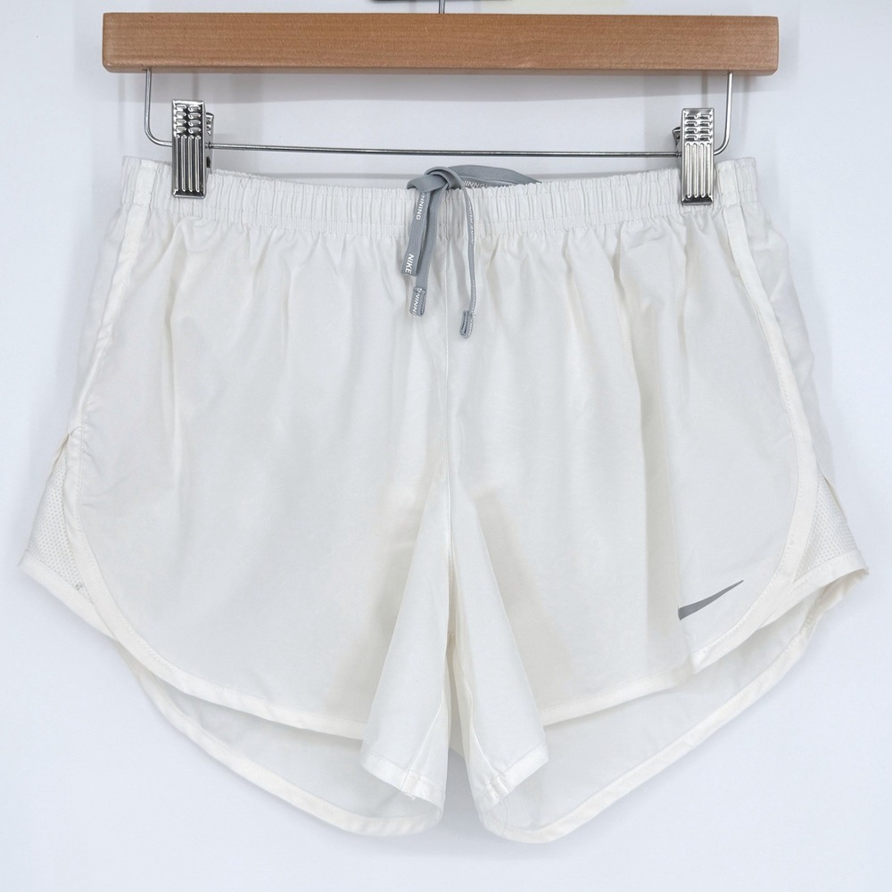 Nike Women's Tempo Modern Embossed White Running Shorts Sz S Gym Athletic
